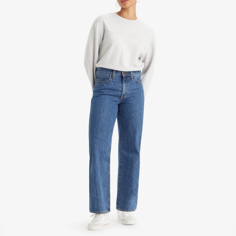 Levi's High Rise Straight Leg Jeans in Medium Blue